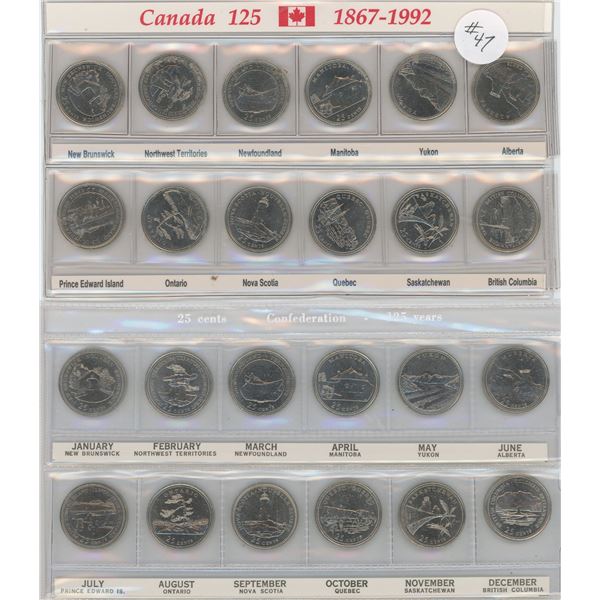 Set Of 2 CDN 125 1867-1992 Quarter Collection