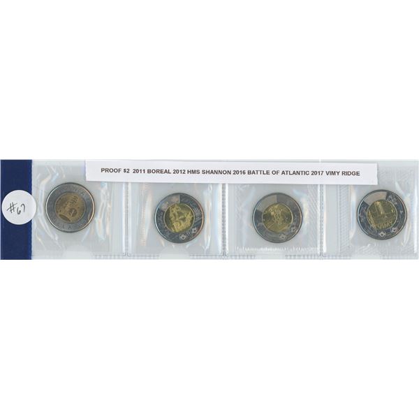 Proof $2 Coins - 2011, 2012, 2016, 2017