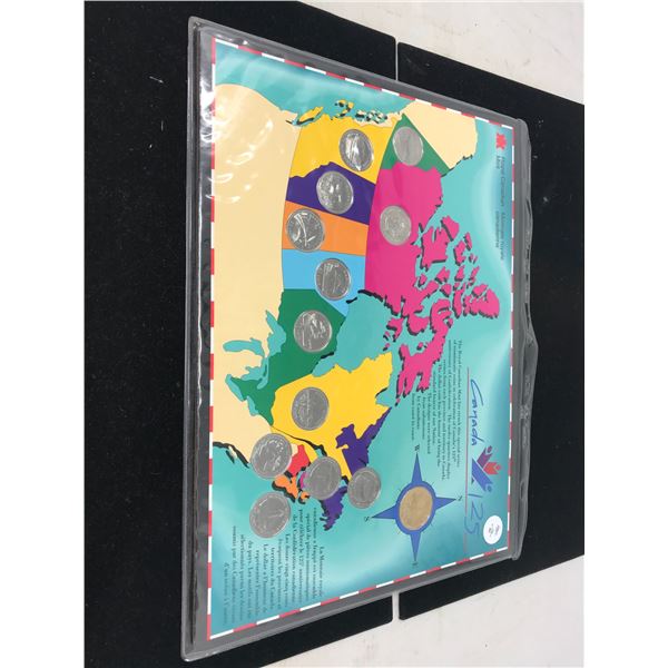 Canada 125 Souvenir Map Set- Uncirculated Coins