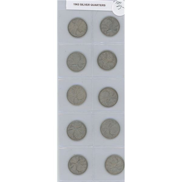 10 1963 Silver Quarters
