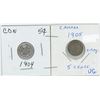 Image 1 : Set Of 2 CDN 5 Cent 1904, 1905