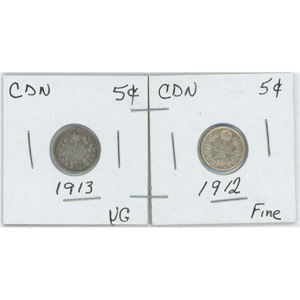 Set of CDN 5 Cent 1913, 1912
