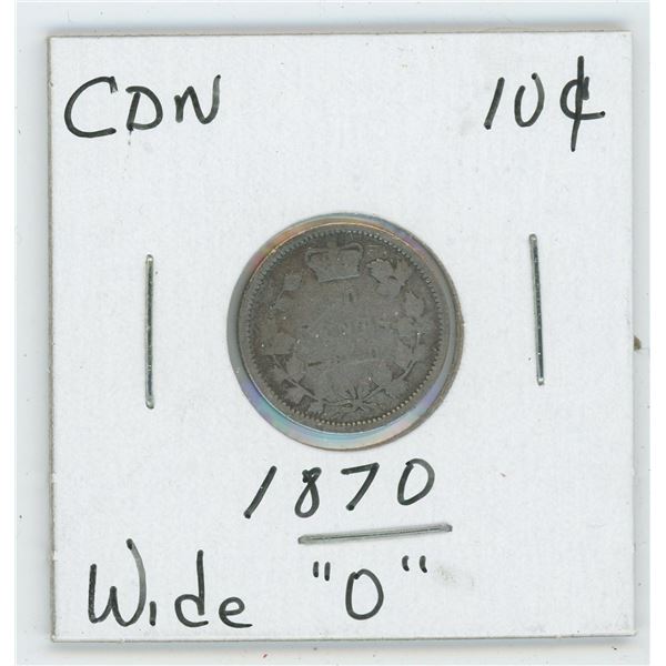 CDN 10 Cent 1870 Wide "O"