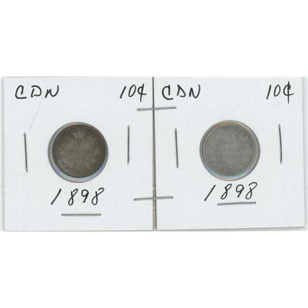 Set Of 2 CDN 10 Cents 1898