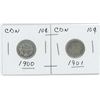 Image 1 : Set Of 2 CDN 10 Cents 1900,1901