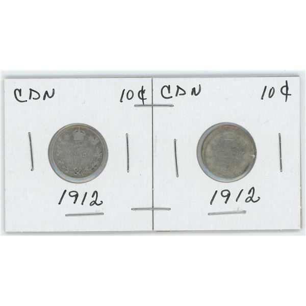 Set Of 2 CDN 10 Cents 1912