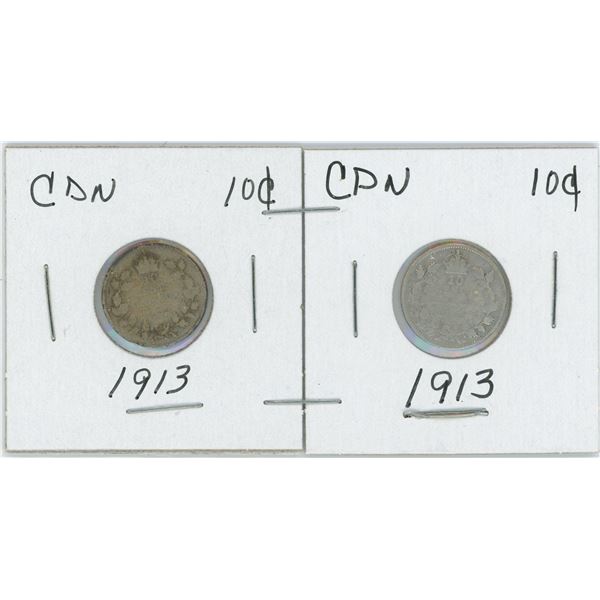 Set Of 2 CDN 10 Cents 1913