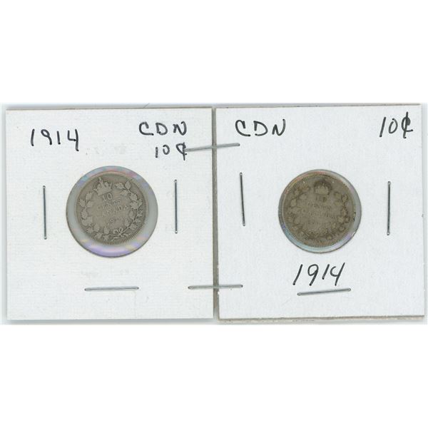 Set Of 2 CDN 10 Cents 1914