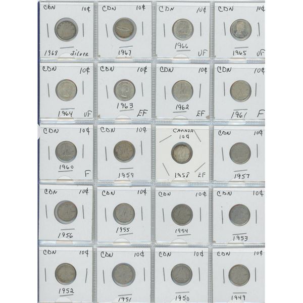Sheet Of 20 Various Years 10 Cents ALL SILVER