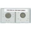 Image 2 : Set Of 2 Silver Dimes 1936, 1936 "BAR"- RARE