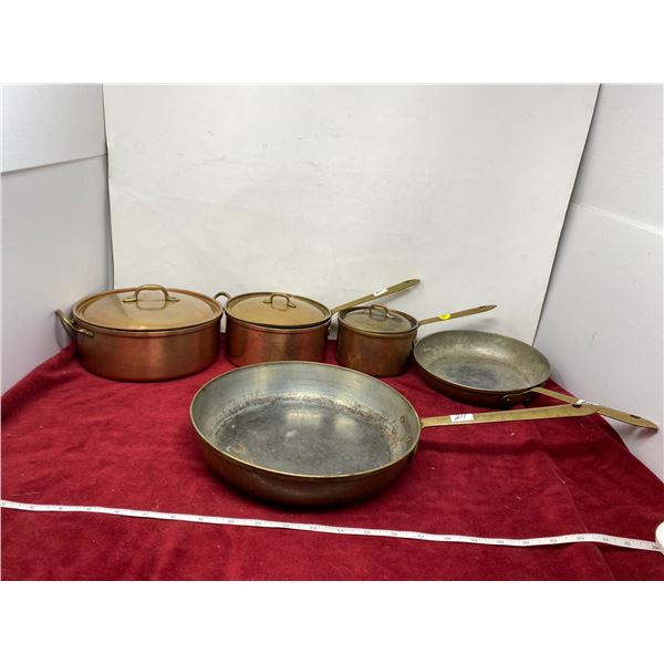 Set Of Copper Pots With Lids