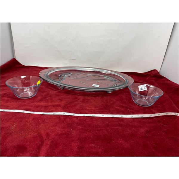 Pyrex Platter + (2) Fire King Dishes