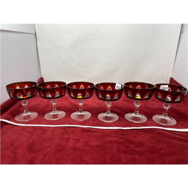 (6) Sherbet Ruby Glasses