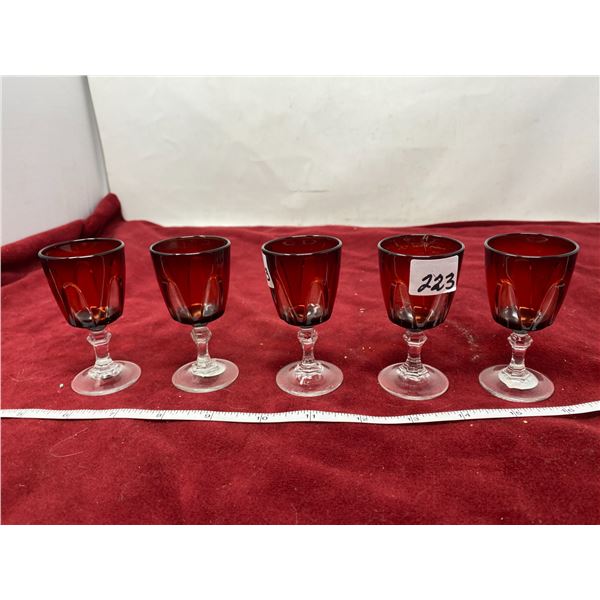 (5) Small Ruby Glasses