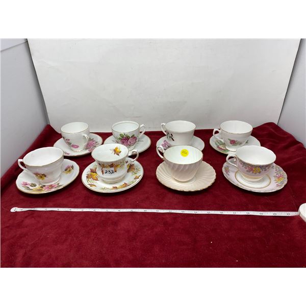 (8) Matching Cups + Saucers