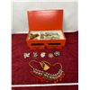 Image 3 : Red Jewelry Box With Jewelry Inside