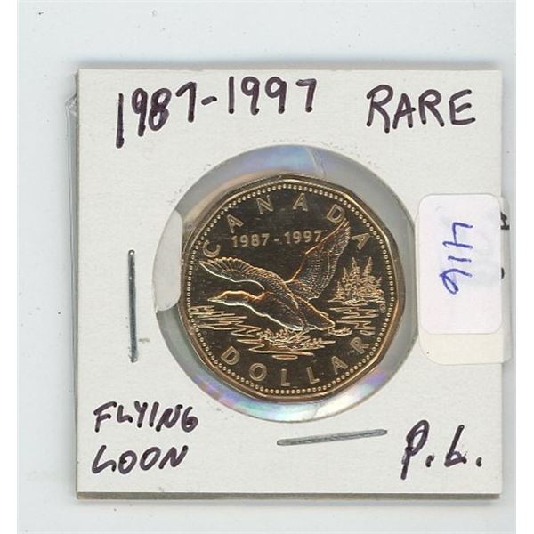 1987-1997 Flying Loon Proof Like RARE Canadian loonie
