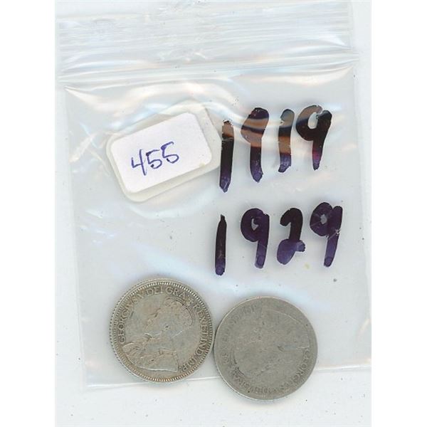 2 Canadian Silver 10 Cent Pieces