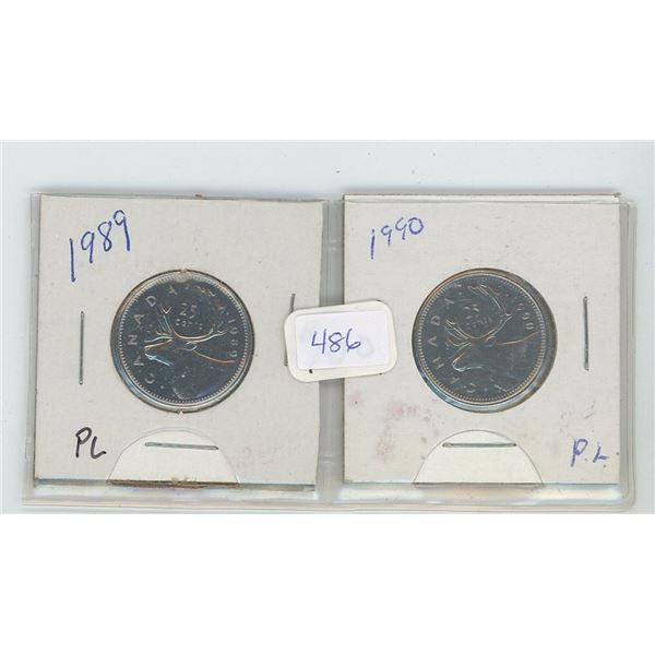 2 Canadian 25 cent pieces