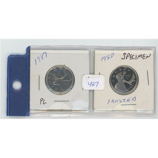 2 Canadian 25 cent pieces