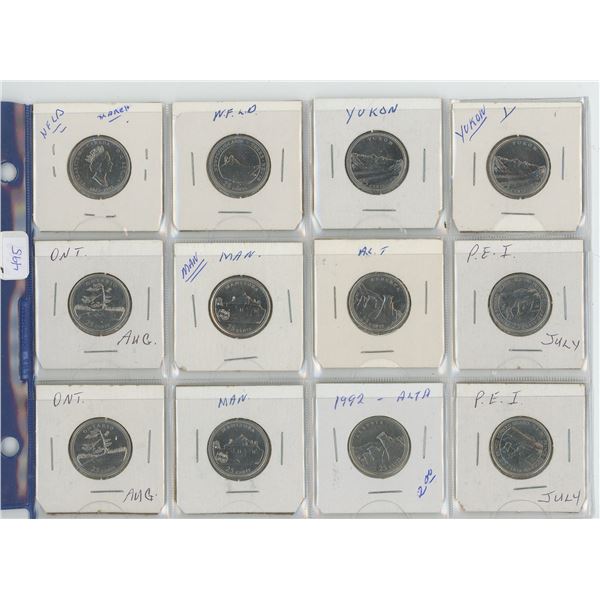 12 Canadian 25 cent pieces