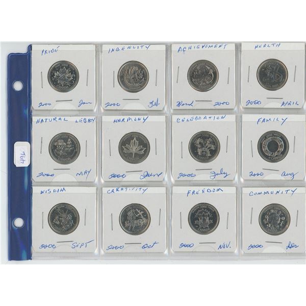 12 Canadian 25 cent pieces