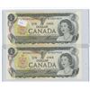 Image 1 : 1 sheet of 2 Canadian One dollar Bills