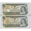 Image 1 : 1 sheet of 2 Canadian One dollar Bills