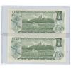 Image 2 : 1 sheet of 2 Canadian One dollar Bills