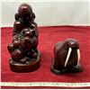 Image 1 : (2) Heavy Red Wood Inuit Carvings