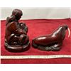 Image 3 : (2) Heavy Red Wood Inuit Carvings