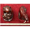 Image 4 : (2) Heavy Red Wood Inuit Carvings