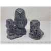 Image 1 : 2 beautiful soapstone carvings, owls - large!