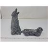 Image 1 : 2 beautiful soapstone carvings, wolf & otter with baby