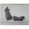 Image 2 : 2 beautiful soapstone carvings, wolf & otter with baby