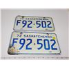Image 1 : pair 1972 saskatchewan license plates