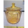 Image 1 : Depression glass amber biscuit jar no chips or cracks