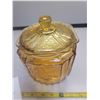 Image 2 : Depression glass amber biscuit jar no chips or cracks