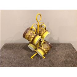 1971 Fire King "Kimberly" mugs and stand, clean, no chips, cracks or missing paint