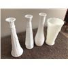 Image 2 : Lot of 4 milk glass vases