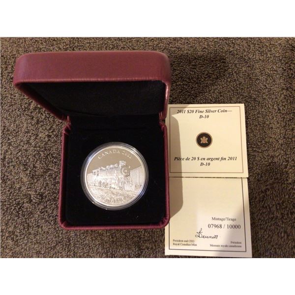 2011 "D-10 Locomotive" $20 pure silver coin, RCM