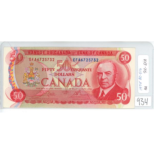 1975 Canada RCMP Fifty ($50) dollar bill