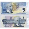 Image 1 : 2002 Five dollar bill printed in 2001, 1986 five dollar bill - Both CH UNC