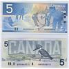 Image 2 : 2002 Five dollar bill printed in 2001, 1986 five dollar bill - Both CH UNC