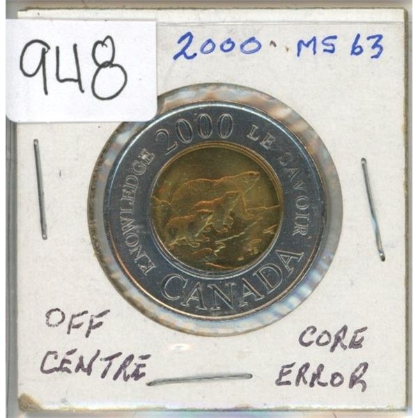 Canadian 2000 toonie - off center