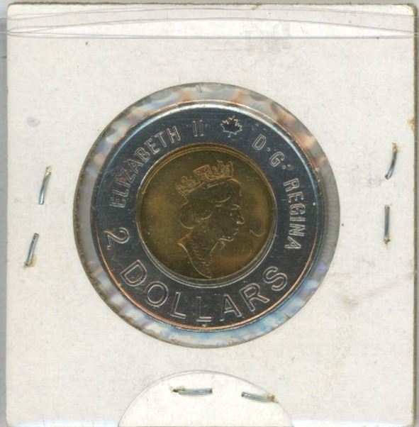 Canadian 2000 toonie off center Canadian 2000 toonie off center