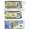 Image 1 : Two conseuctive 1973 One dollar bills, 2002 five dollar bill printed in 2001