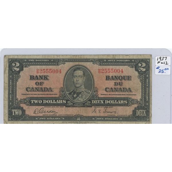 1937 Canadian Two Dollar Bank Note