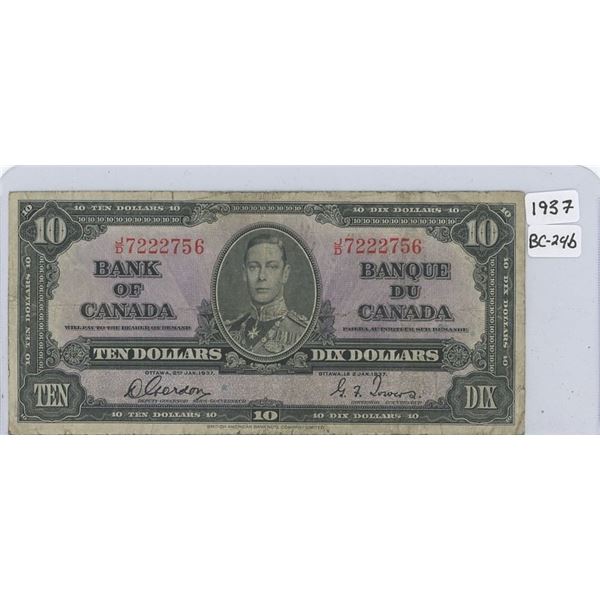 1937 Canadian Ten Dollar Bank Note