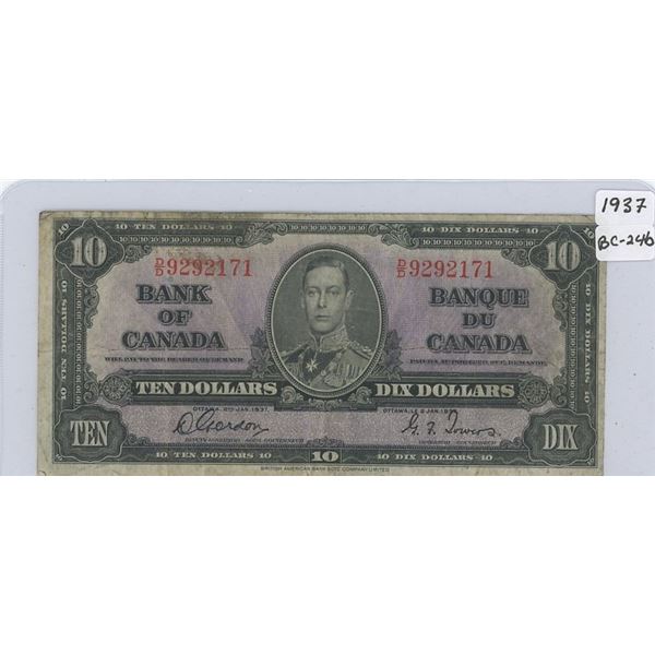 1937 Canadian Ten Dollar Bank Note